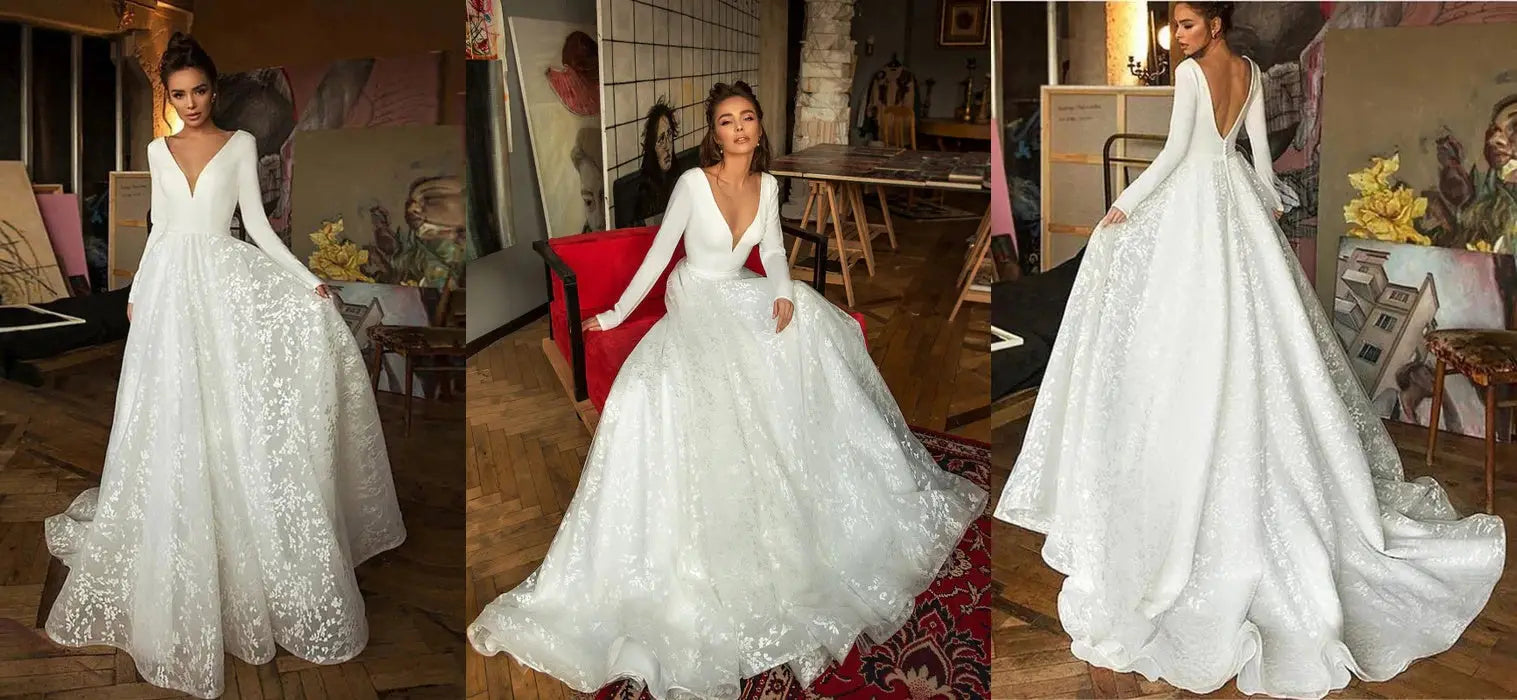 Elegant A-line dress wedding dress