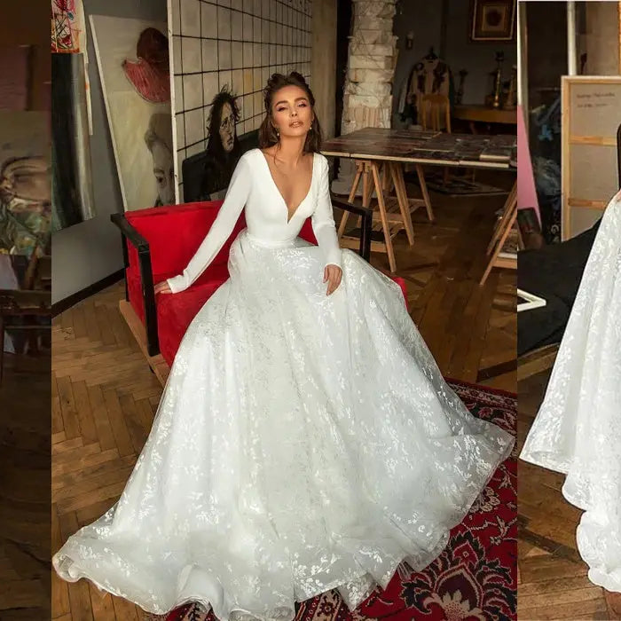 Elegant A-line dress wedding dress