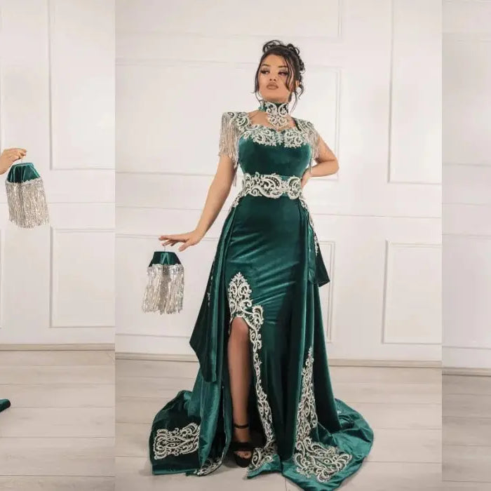 Explore the charm of Bridelily velvet evening gowns