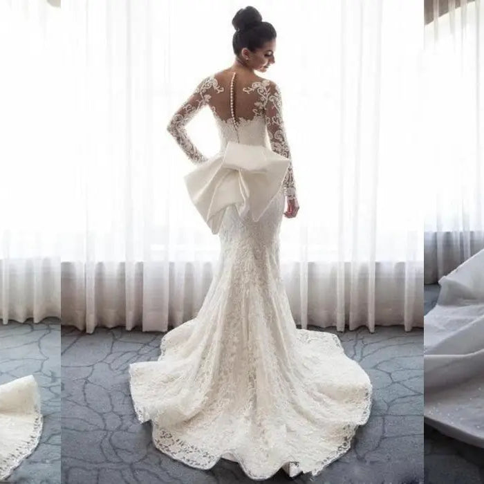 Recommended elegant long-sleeved wedding dress: Open Bridelily and discover your dreamy bride look.