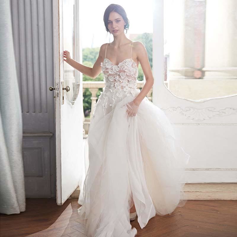 lace beach mermaid wedding dresses Elegant Crepe Lace Sleeved Mermaid Bridal Gown Light Ivory / With Beading