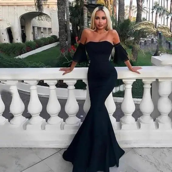 Long Red Mermaid Prom Dresses&Cheap Black Mermaid Dress Lace-Bridelily