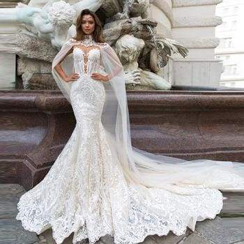 Lace Mermaid Wedding Dresses-White Mermaid Wedding Dress 2020|Bridelily