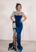#11 Royal Blue Velvet Evening Dress High Neck Side Split