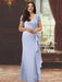 V-Neck Short-Sleeve Floor-Length Sheath Dress for the Mother of the Bride with Ruffles and Appliques