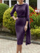 Tea-Length Mother of the Bride Scoop Neck Sheath Dress