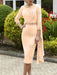 Tea-Length Mother of the Bride Scoop Neck Sheath Dress