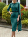 Tea-Length Mother of the Bride Scoop Neck Sheath Dress