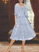 Princess A-Line Tea-Length Mother of the Bride Dress with Scoop Neck Half Sleeves Appliques and Jacket