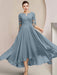 Scoop Neck Tea-Length A-Line Mother of the Bride Princess Dress