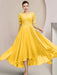 Scoop Neck Tea-Length A-Line Mother of the Bride Princess Dress