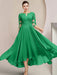 Scoop Neck Tea-Length A-Line Mother of the Bride Princess Dress