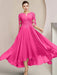 Scoop Neck Tea-Length A-Line Mother of the Bride Princess Dress