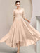Scoop Neck Tea-Length A-Line Mother of the Bride Princess Dress