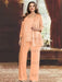 Plus Size Chiffon Mother of the Bride Pantsuit with Sequined Jacket