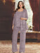 Plus Size Chiffon Mother of the Bride Pantsuit with Sequined Jacket