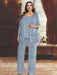 Plus Size Chiffon Mother of the Bride Pantsuit with Sequined Jacket