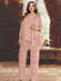 Plus Size Chiffon Mother of the Bride Pantsuit with Sequined Jacket