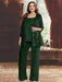 Plus Size Chiffon Mother of the Bride Pantsuit with Sequined Jacket