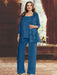 Plus Size Chiffon Mother of the Bride Pantsuit with Sequined Jacket