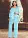 Plus Size Chiffon Mother of the Bride Pantsuit with Sequined Jacket