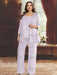 Plus Size Chiffon Mother of the Bride Pantsuit with Sequined Jacket