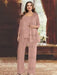 Plus Size Chiffon Mother of the Bride Pantsuit with Sequined Jacket