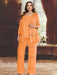 Plus Size Chiffon Mother of the Bride Pantsuit with Sequined Jacket