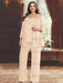 Plus Size Chiffon Mother of the Bride Pantsuit with Sequined Jacket