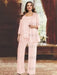 Plus Size Chiffon Mother of the Bride Pantsuit with Sequined Jacket