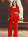 Plus Size Chiffon Mother of the Bride Pantsuit with Sequined Jacket
