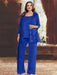 Plus Size Chiffon Mother of the Bride Pantsuit with Sequined Jacket