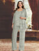 Plus Size Chiffon Mother of the Bride Pantsuit with Sequined Jacket