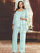 Plus Size Chiffon Mother of the Bride Pantsuit with Sequined Jacket