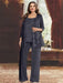 Plus Size Chiffon Mother of the Bride Pantsuit with Sequined Jacket