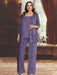 Plus Size Chiffon Mother of the Bride Pantsuit with Sequined Jacket
