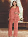 Plus Size Chiffon Mother of the Bride Pantsuit with Sequined Jacket