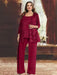 Plus Size Chiffon Mother of the Bride Pantsuit with Sequined Jacket
