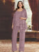 Plus Size Chiffon Mother of the Bride Pantsuit with Sequined Jacket