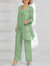 Ankle-Length Chiffon Mother of the Bride Pantsuit with Jacket in Scoop Style