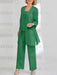 Ankle-Length Chiffon Mother of the Bride Pantsuit with Jacket in Scoop Style