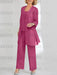 Ankle-Length Chiffon Mother of the Bride Pantsuit with Jacket in Scoop Style