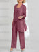 Ankle-Length Chiffon Mother of the Bride Pantsuit with Jacket in Scoop Style