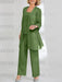 Ankle-Length Chiffon Mother of the Bride Pantsuit with Jacket in Scoop Style