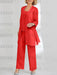 Ankle-Length Chiffon Mother of the Bride Pantsuit with Jacket in Scoop Style