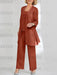 Ankle-Length Chiffon Mother of the Bride Pantsuit with Jacket in Scoop Style