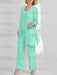 Ankle-Length Chiffon Mother of the Bride Pantsuit with Jacket in Scoop Style