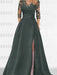 Sweetheart A-Line Princess Floor-Length Mother of the Bride Dress with 3/4 Sleeves Lace & Side Split