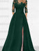 Sweetheart A-Line Princess Floor-Length Mother of the Bride Dress with 3/4 Sleeves Lace & Side Split