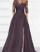 Sweetheart A-Line Princess Floor-Length Mother of the Bride Dress with 3/4 Sleeves Lace & Side Split